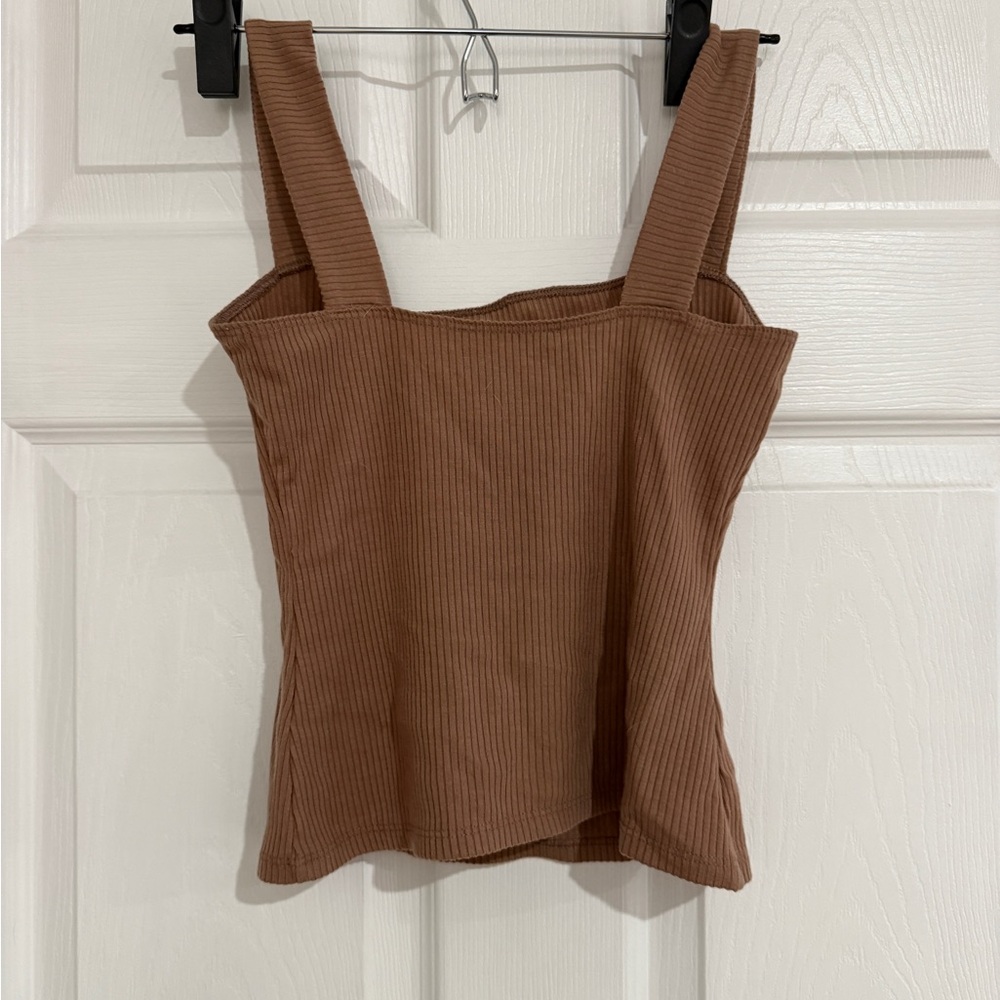 Reformation Ribbed Tan Tank Top - Picture 2 of 4